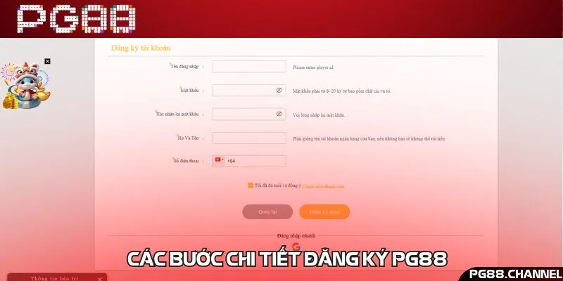 3 bước thực hiện đăng ký tài khoản PG88 đơn giản